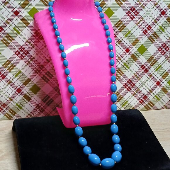 Fashion Vintage Chunky Blue Beaded Necklace Jewelry #74 - Picture 8 of 8